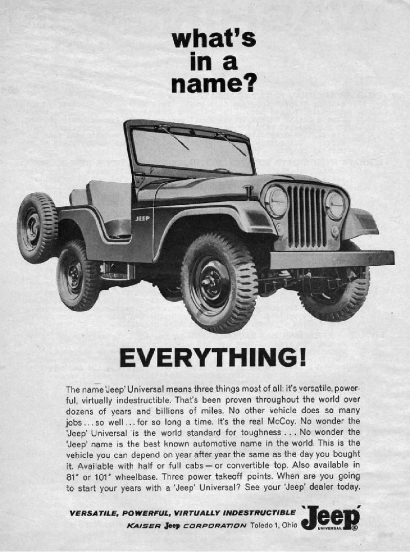 What's in a name? Everything! Early Jeep ad